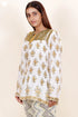 Modal Silk Peasant Top In Floral Block Print